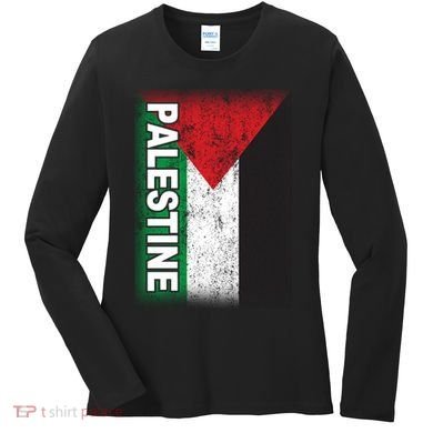 Vintage Palestine Flag Support Distressed Women's Long Sleeve Shirt
