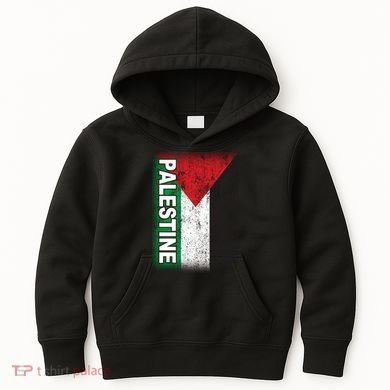 Vintage Palestine Flag Support Distressed Kids Hoodie