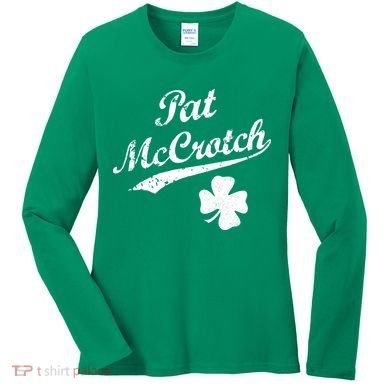 Vintage Pat McCrotch St. Patricks Day Shamrock Women's Long Sleeve Shirt
