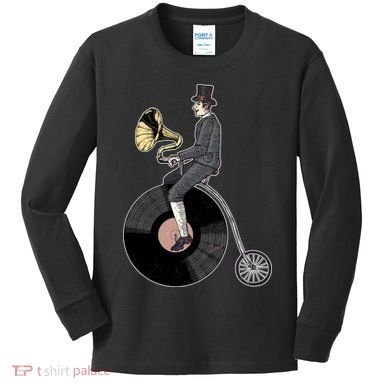 Vintage Penny Farthing Gramophone Kids Long Sleeve Shirt