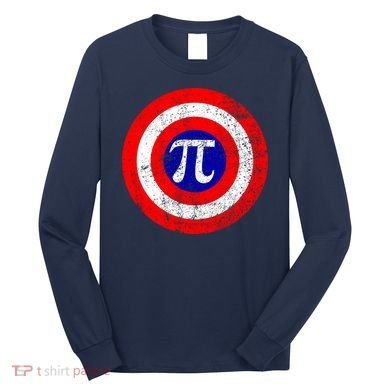 Vintage Pi Day America Superhero Crest March 14th Long Sleeve Shirt