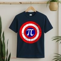 Vintage Pi Day America Superhero Crest March 14th T-Shirt thumb 2