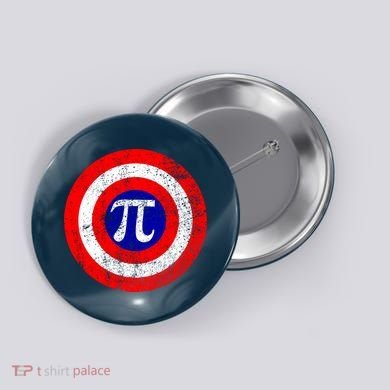 Vintage Pi Day America Superhero Crest March 14th Button