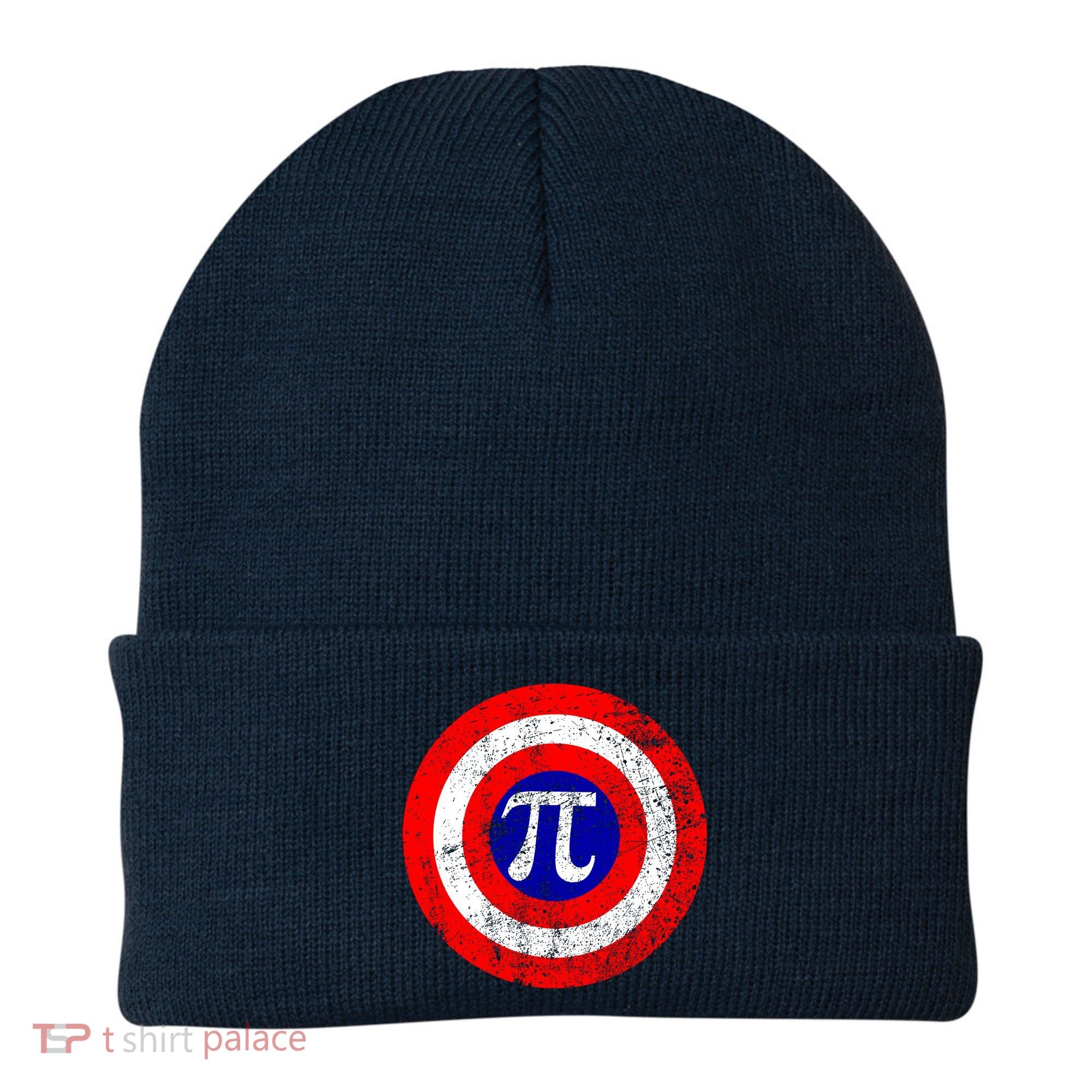 Vintage Pi Day America Superhero Crest March 14th Beanie
