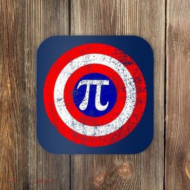 Vintage Pi Day America Superhero Crest March 14th Coaster