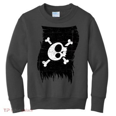 Vintage Pirate Skull Upside Down Flag Kids Sweatshirt