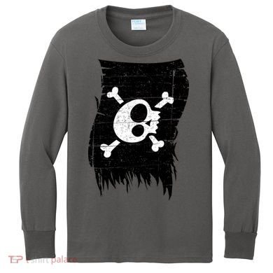 Vintage Pirate Skull Upside Down Flag Kids Long Sleeve Shirt