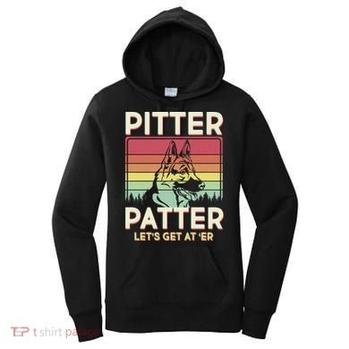 Vintage Pitter Patter Let's Get At 'Er German Shepard Women's Hoodie