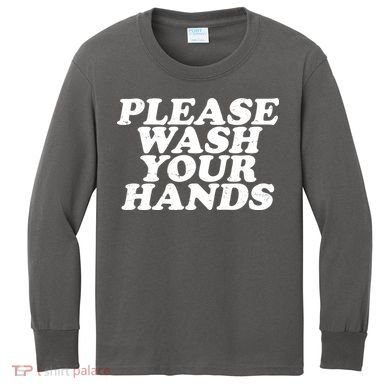 Vintage Please Wash Your Hands Kids Long Sleeve Shirt