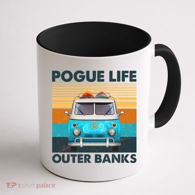 Vintage Pogue Life Outer Banks Surf Bus Coffee Mug back