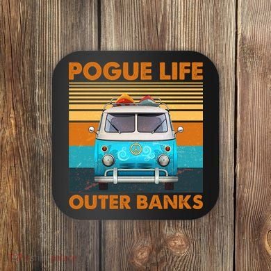 Vintage Pogue Life Outer Banks Surf Bus Coaster