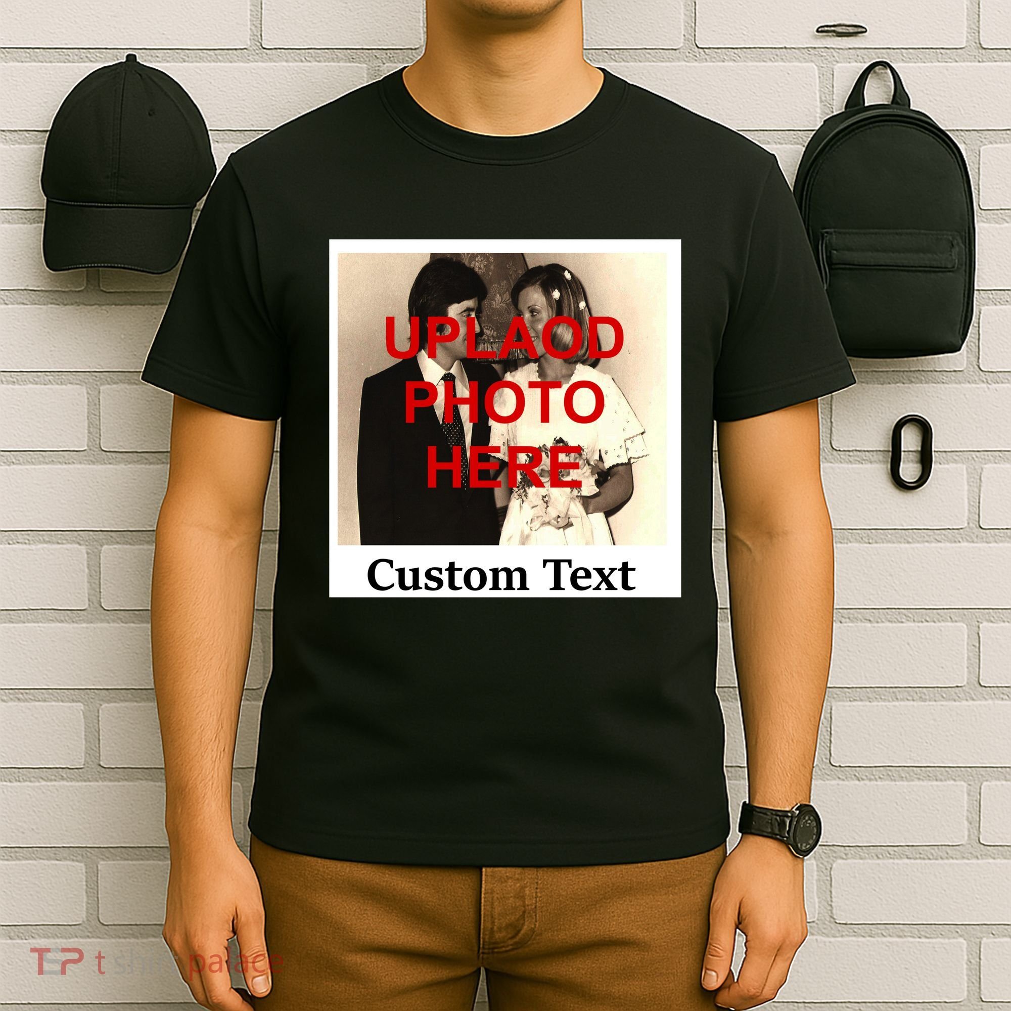 Vintage Polaroid Custom Photo Personalize Text T-Shirt