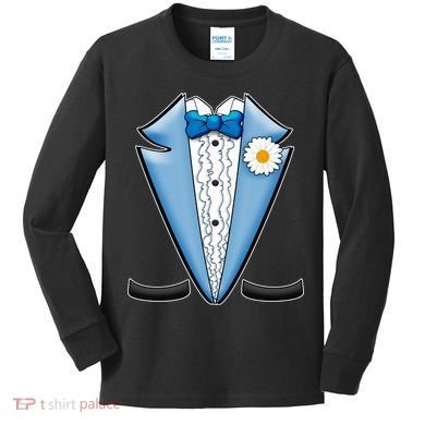Vintage Powder Blue Suit Tuxedo Costume Kids Long Sleeve Shirt