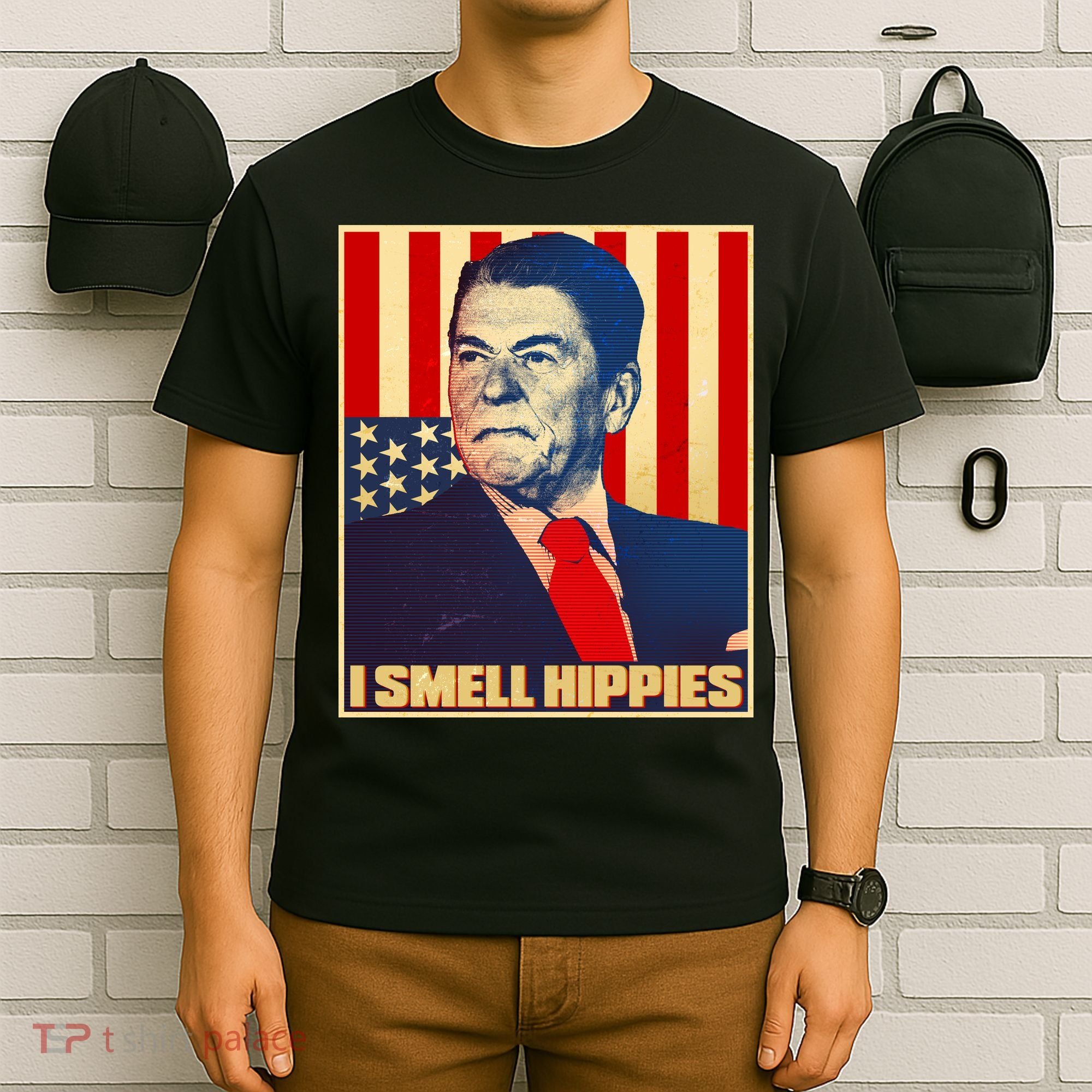 Vintage President Reagan I Smell Hippies T-Shirt