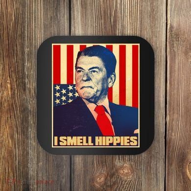 Vintage President Reagan I Smell Hippies Coaster