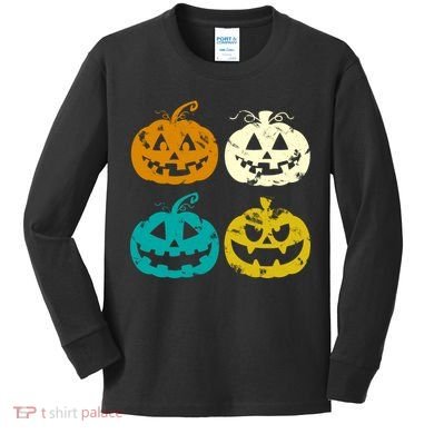 Vintage Pumpkin Halloween Kids Long Sleeve Shirt