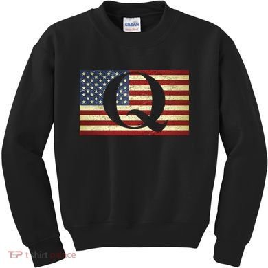 Vintage Q-Anon USA Flag Kids Sweatshirt