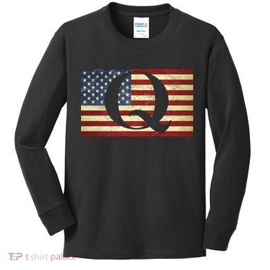 Vintage Q-Anon USA Flag Kids Long Sleeve Shirt