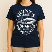 Vintage Quint's Shack Shark Fishing Charters Est 1975 T-Shirt thumb 4