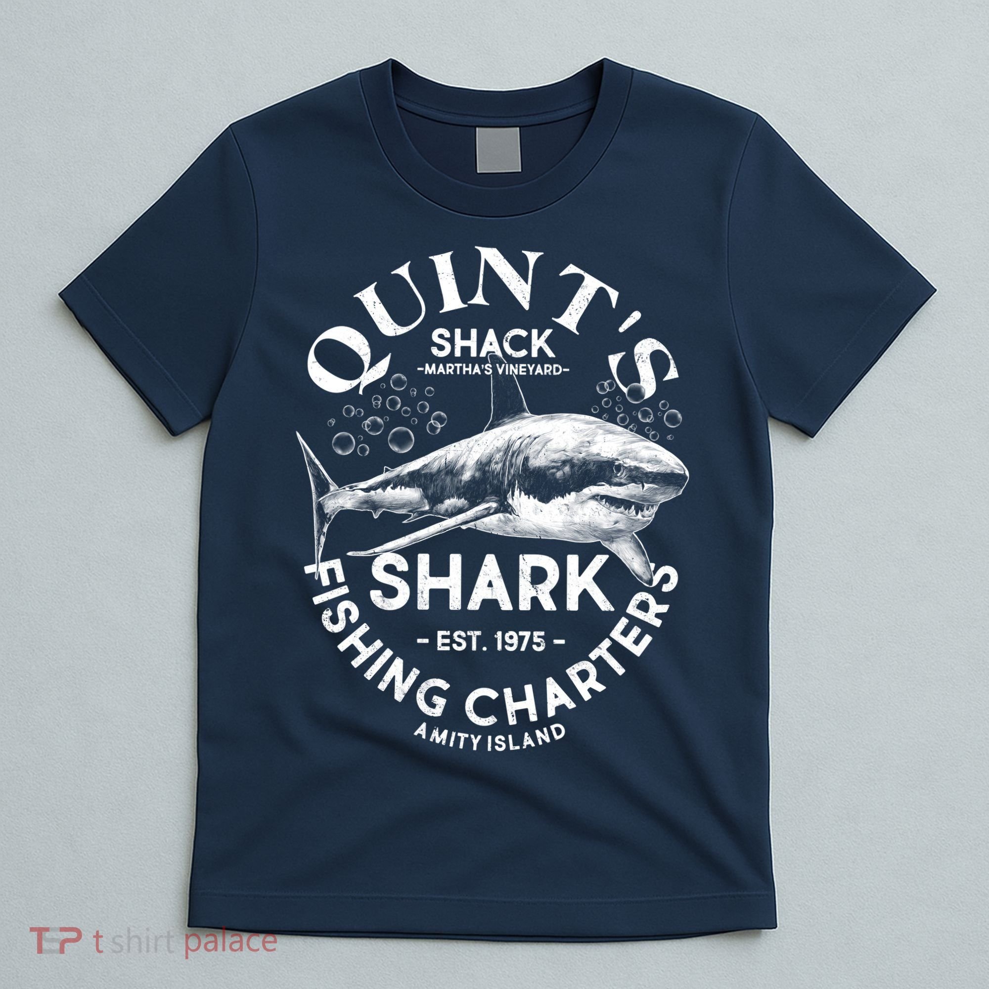 Vintage Quint's Shack Shark Fishing Charters Est 1975 T-Shirt