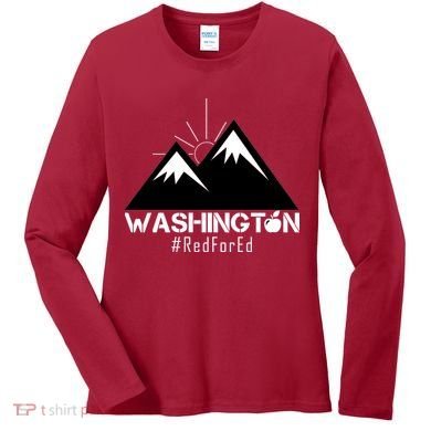 Vintage Red for Ed Washington State Mountains Women's Long Sleeve Shirt