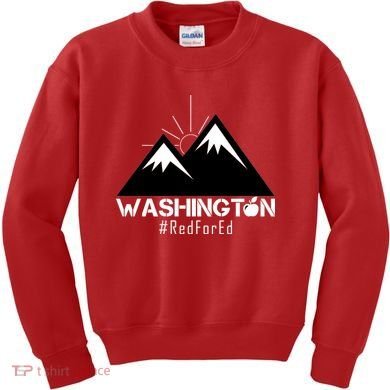 Vintage Red for Ed Washington State Mountains Kids Sweatshirt