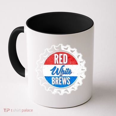 Vintage Red White and Brews Coffee Mug