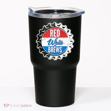 Vintage Red White and Brews Tumbler