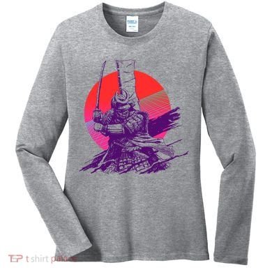 Vintage Retro 80's Japanese Samurai Women's Long Sleeve Shirt