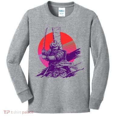 Vintage Retro 80's Japanese Samurai Kids Long Sleeve Shirt