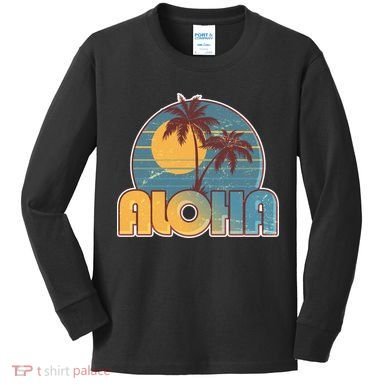Vintage Retro Aloha  Kids Long Sleeve Shirt