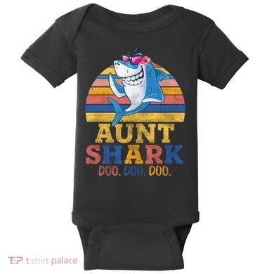 Vintage Retro Aunt Shark Doo Baby Bodysuit