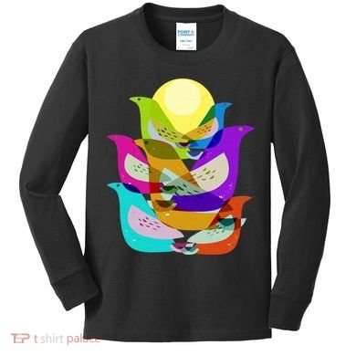Vintage Retro Birds Kids Long Sleeve Shirt