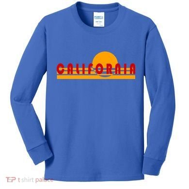 Vintage Retro California Simple Sinset Kids Long Sleeve Shirt