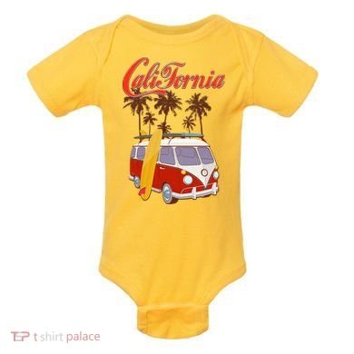 Vintage Retro California Surf Van Baby Bodysuit