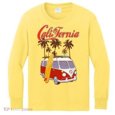 Vintage Retro California Surf Van Kids Long Sleeve Shirt
