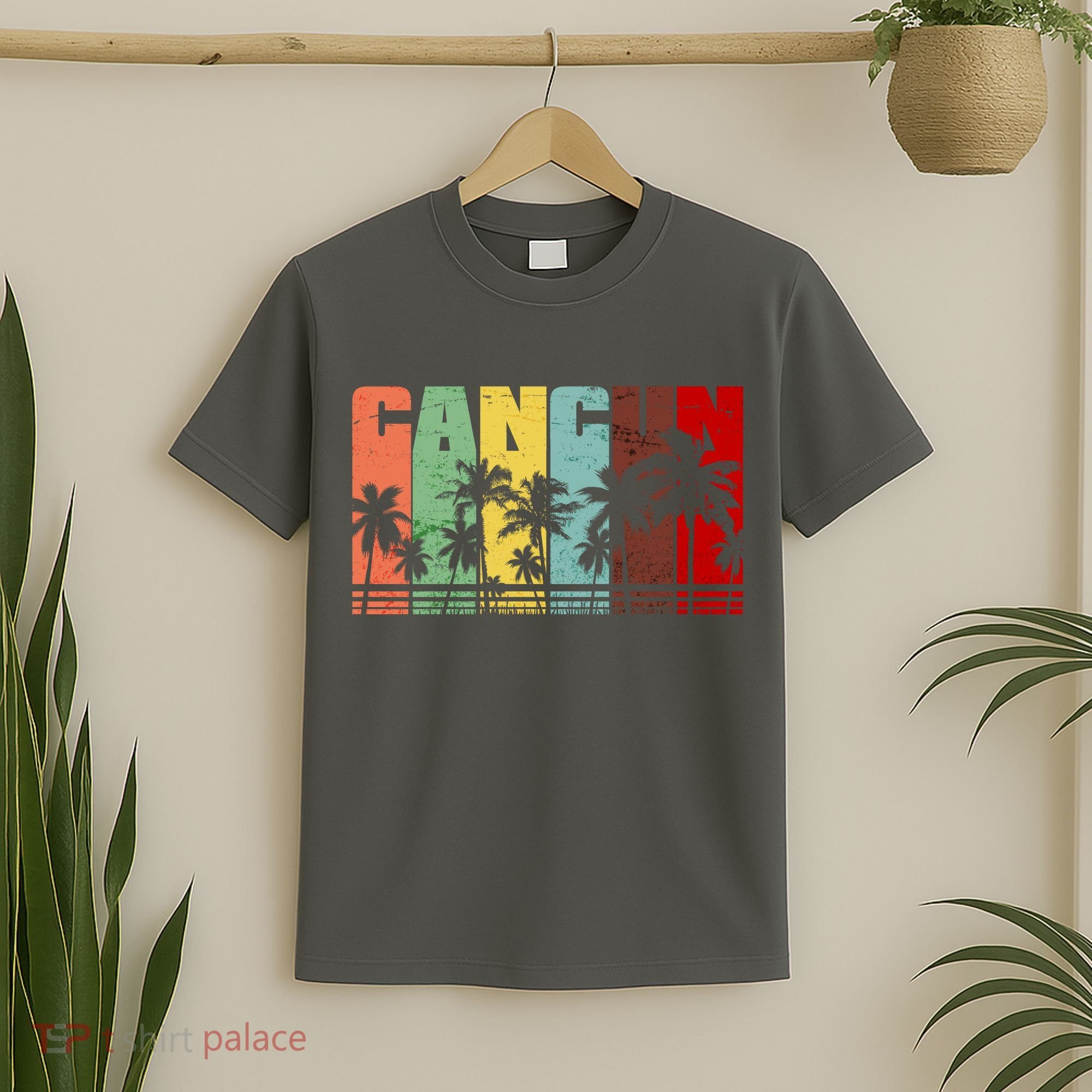 Vintage Retro Cancun Palm Tree Logo T-Shirt