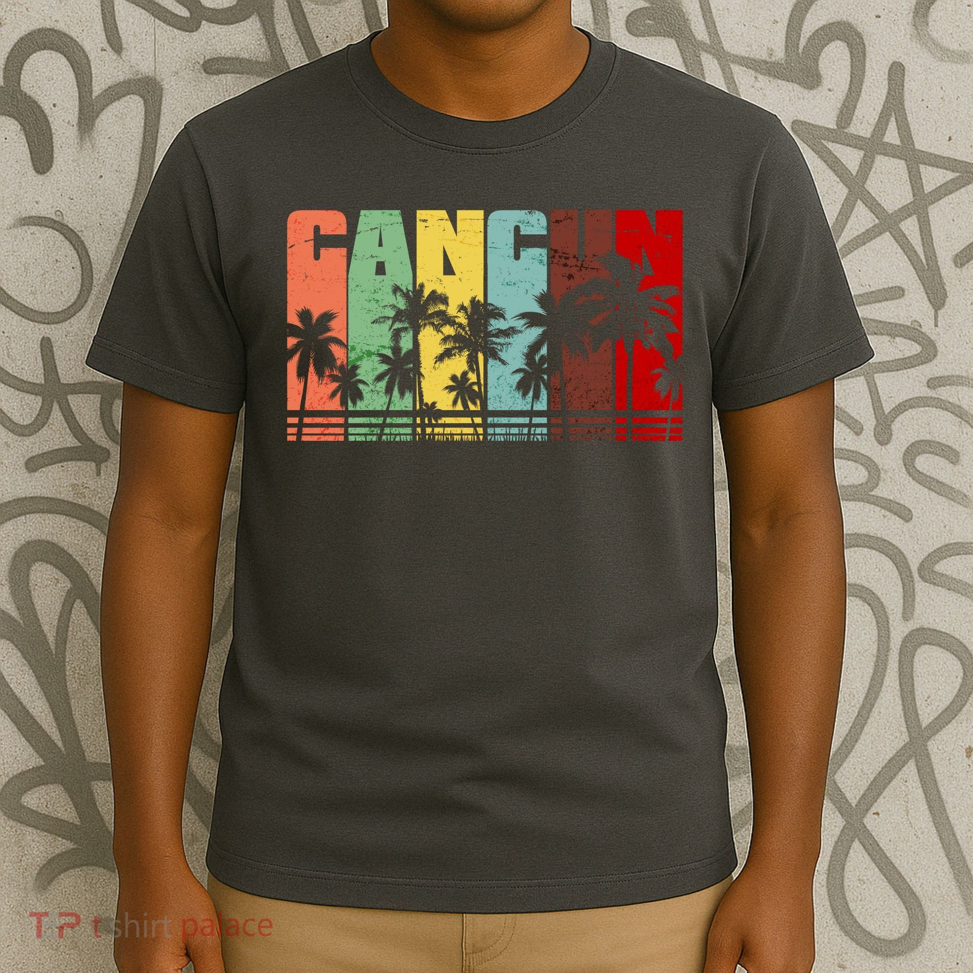 Vintage Retro Cancun Palm Tree Logo T-Shirt