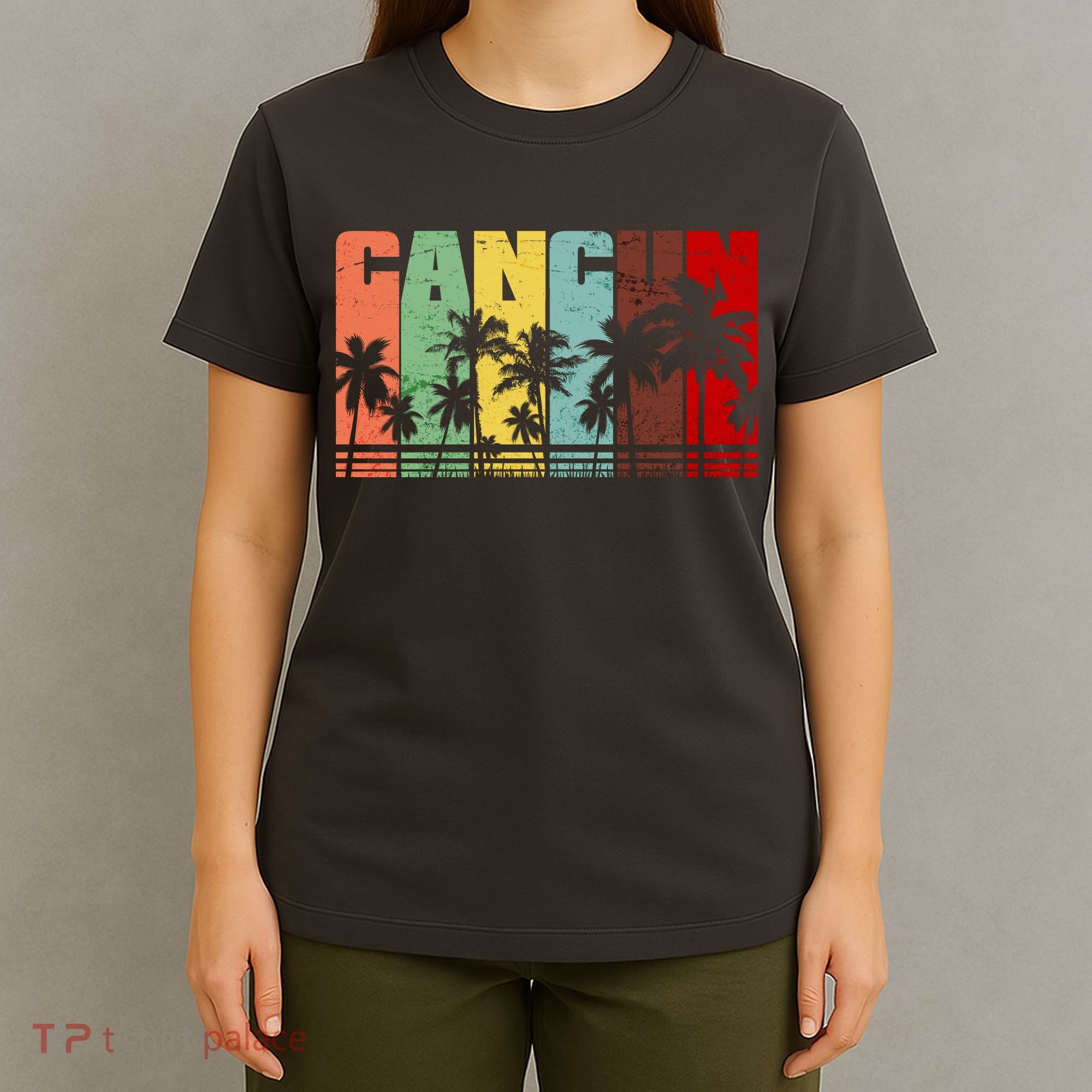 Vintage Retro Cancun Palm Tree Logo T-Shirt