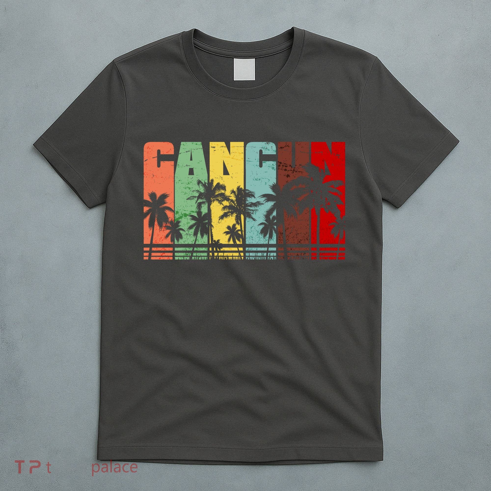 Vintage Retro Cancun Palm Tree Logo T-Shirt