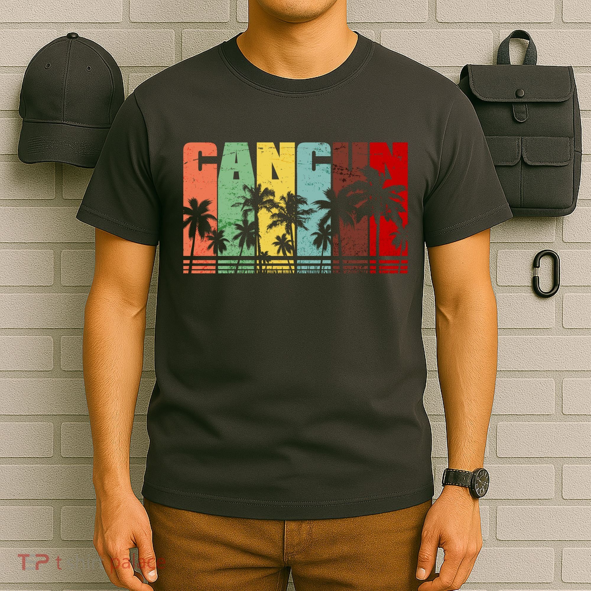 Vintage Retro Cancun Palm Tree Logo T-Shirt