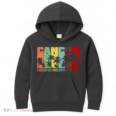 Vintage Retro Cancun Palm Tree Logo Kids Hoodie