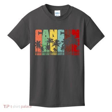 Vintage Retro Cancun Palm Tree Logo Kids T-Shirt