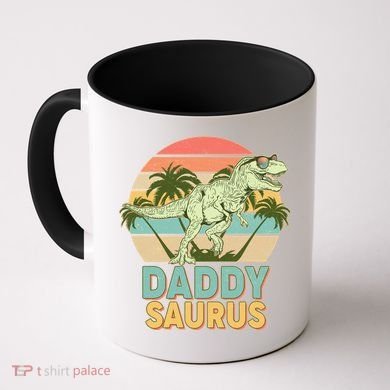 Vintage Retro Daddy Saurus T-Rex Dinosaur Coffee Mug