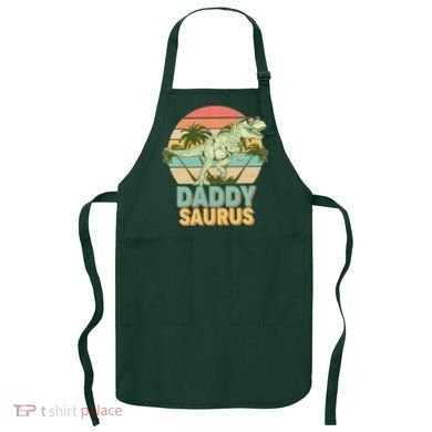 Vintage Retro Daddy Saurus T-Rex Dinosaur Apron