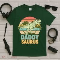 Vintage Retro Daddy Saurus T-Rex Dinosaur T-Shirt thumb 5