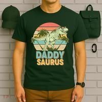 Vintage Retro Daddy Saurus T-Rex Dinosaur T-Shirt thumb 6