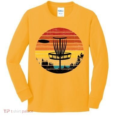Vintage retro Frisbee Golf Kids Long Sleeve Shirt