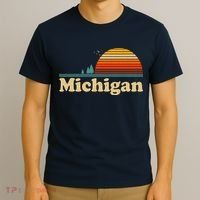 Vintage Retro Michigan Sunset Logo T-Shirt thumb 3