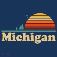 Vintage Retro Michigan Sunset Logo T-Shirt thumb 7
